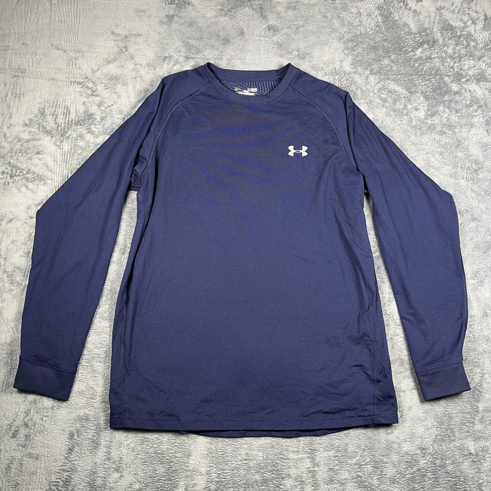 Under Armour Athletic Shirt Mens XL Navy Blue Raglan Sleeve Fitted Performance